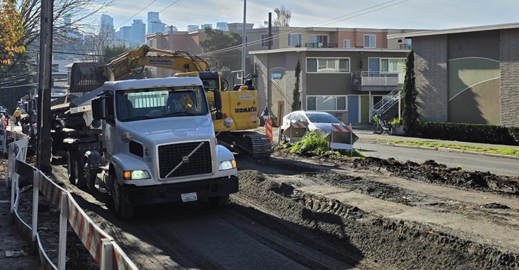 Removing existing street surface before we pave the new street