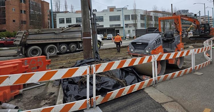 Images shows the work happening on Fairview Ave N