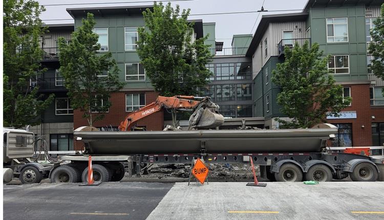 image shows the removal of the old street on Eastlake Ave E near E Shelby St