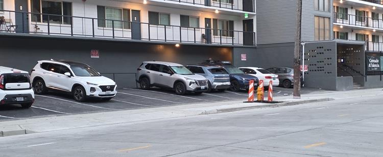 Image shows the recently completed driveways at the Coronado and Valencia Apartments