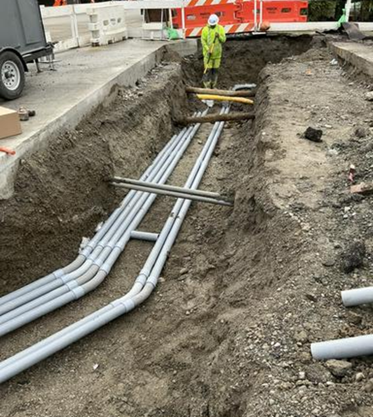 Image shows electrical cables being installed