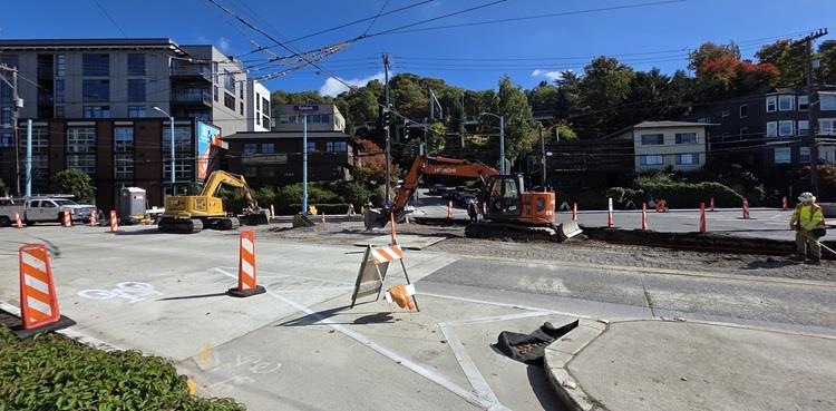 The image shows our team working at the intersection Eastlake Ave E and Fairview Ave N.