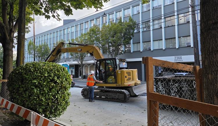 Image shows our construction equipment on Eastlake Ave E