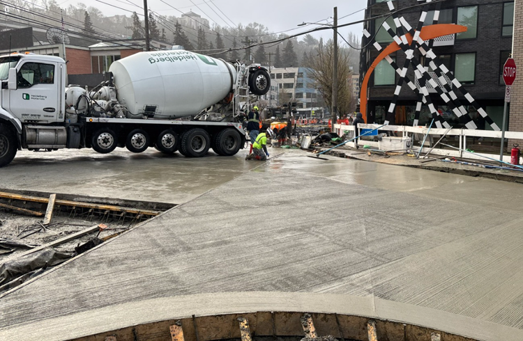 Image shows our team completing more concrete pours along Eastlake Ave E 