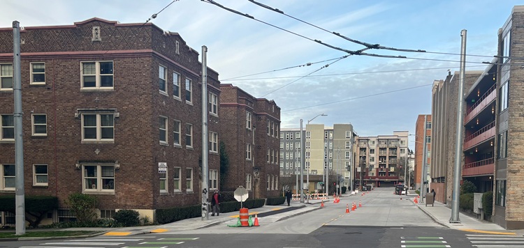 Image shows areas of completed work along NE 43rd St