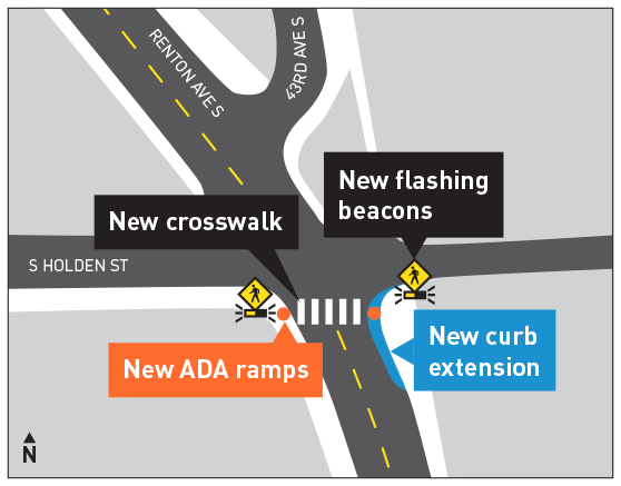 A rendering of the intersection of Renton Ave S and S Holden St.