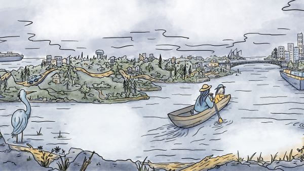 Illustration of Seattle's waterways.