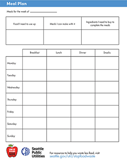 Small image of Meal Planning shopping list template; select for searchable PDF version