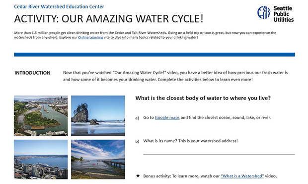 Screenshot of the Amazing Water Cycle Activity