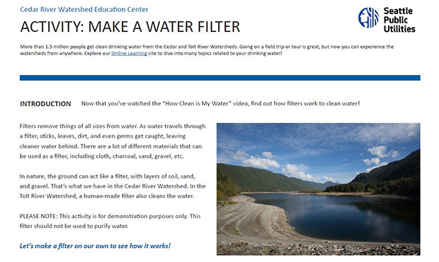 Screenshot of the Water Filter Activity