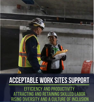 Acceptable Work Sites support efficiency and productivity, attracting and retaining skilled labor and rising diversity and a culture of inclusion.