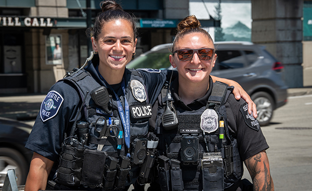Two smiling SPD officers