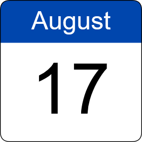 Calendar icon of August 17 date