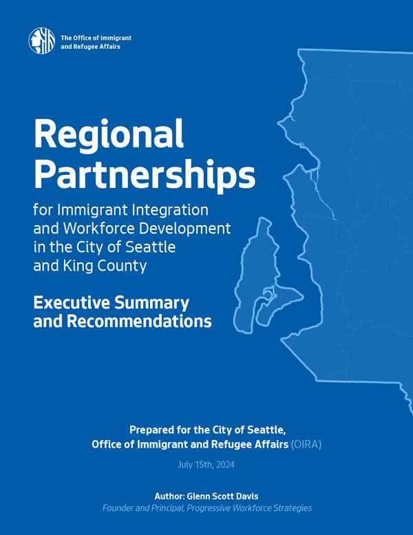 Blue report cover with outline of Washington state and OIRA logo.