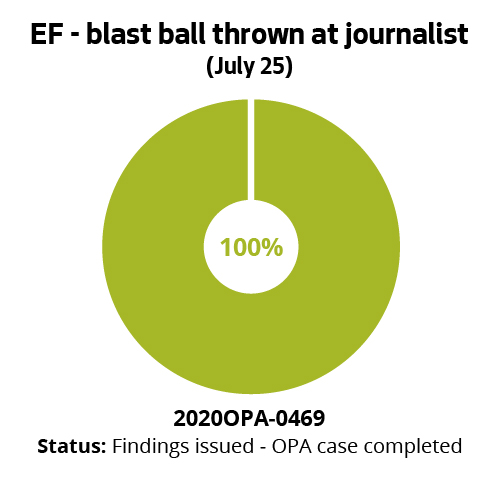 EF - blast ball thrown at journalist (July 25)