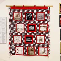 "Black Lives Matter," LueRachelle Brim-Atkins, 100% cotton fabrics from Togo in West Africa, fabric paper to create the picture, 2021