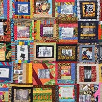 “Home of Good: A Black Seattle Storyquilt,” Storme Webber, cotton, silk and various fabrics, 96 x 65 in., 2017 