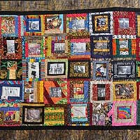 “Home of Good: A Black Seattle Storyquilt,” Storme Webber, cotton, silk and various fabrics, 96 x 65 in., 2017 (Photo 1)