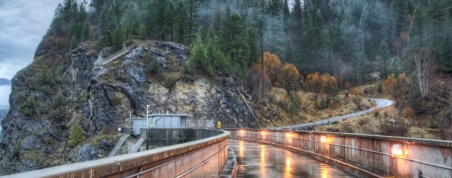 Boundary bridge in the rain