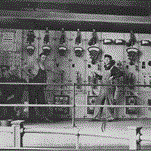 Black and white photos inside the Steam Plant