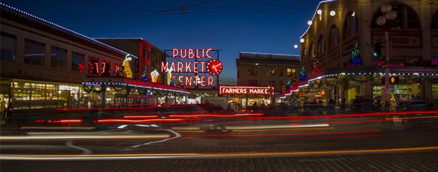 Image of Seattle street at night 