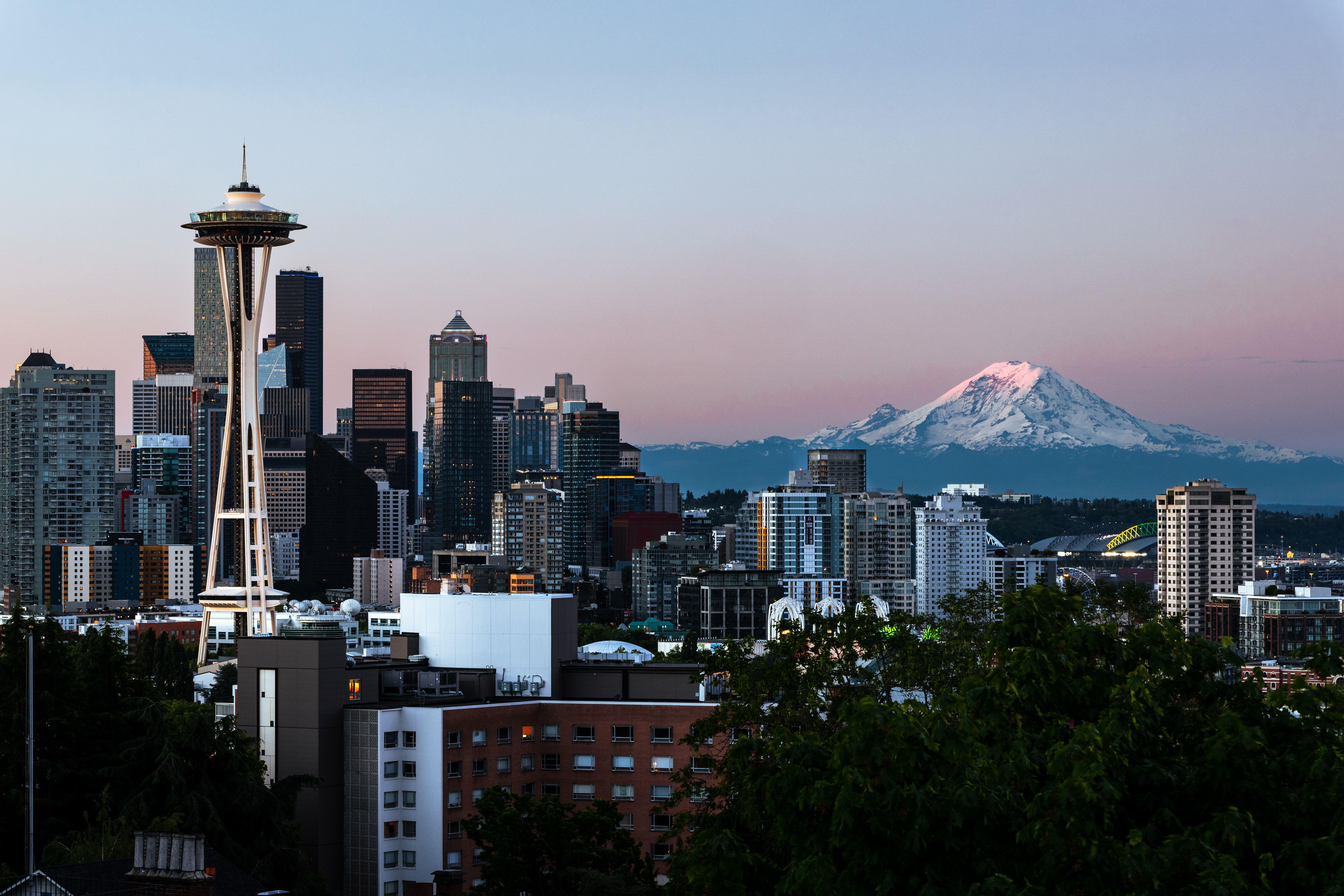 Seattle Skyline with the Needle and Mount Rainier