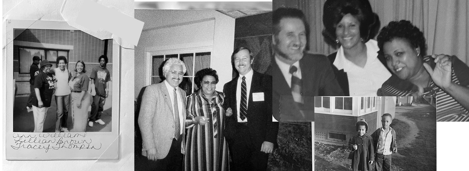 Collage of black and white photos of community members from the High Point Neighborhood before the housing was rebuilt.