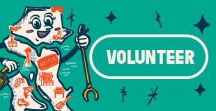 green background with text reads Volunteer 