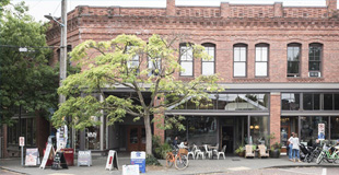 Brick facade on Old Ballard Ave. 