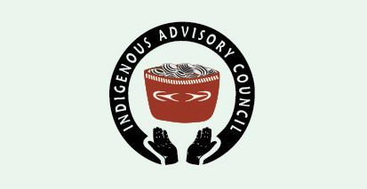 Indigenous Advisory Council  logo featuring two hands offering a basket of clams