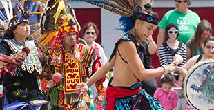 An indigenous dance and drum circle demonstration 
