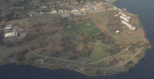 Aerial view of Magnuson Park seen from Sand Point.