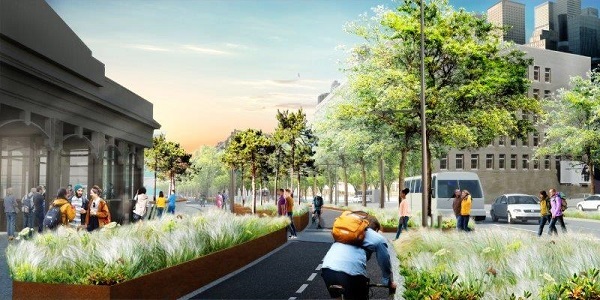 Drawing of future cycle track through Waterfront park