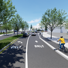 A driver’s view looking northwest on Rainier Ave S toward the 51st Ave S intersection. 