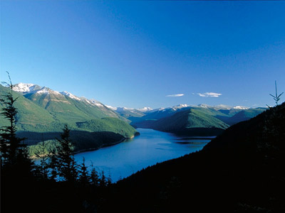 Reservoirs: Looking east across Chester Morse Lake towards the highest point in the watershed, Meadow Mountain.