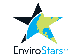 EnviroStars graphical logo depicting a star shape and the earth. 