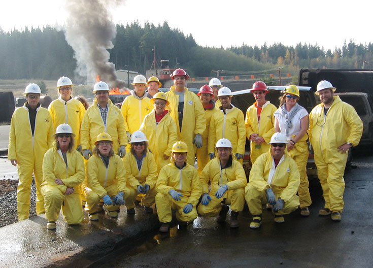 The SPU Spill Responder team at a training exercise.