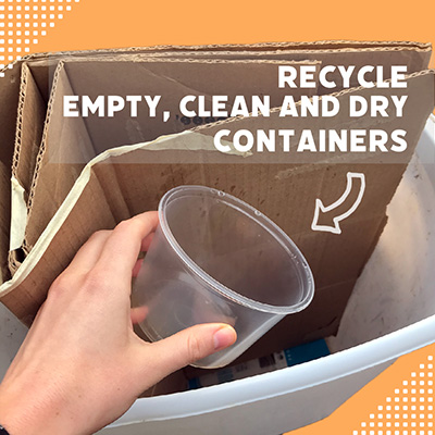 Recycle empty, clean, and dry containers.
