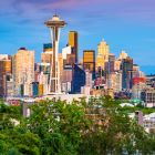 Seattle skyline with Space Needle in front.