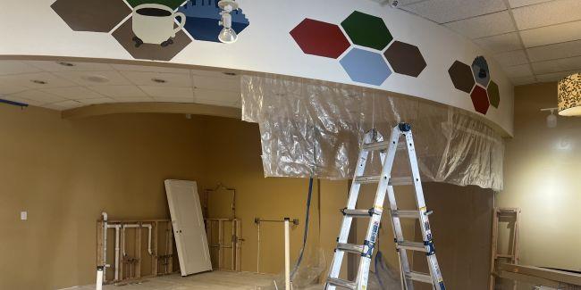 A cafe space under construction