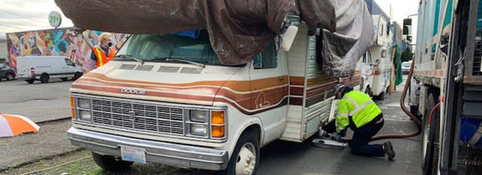 Person working on an RV